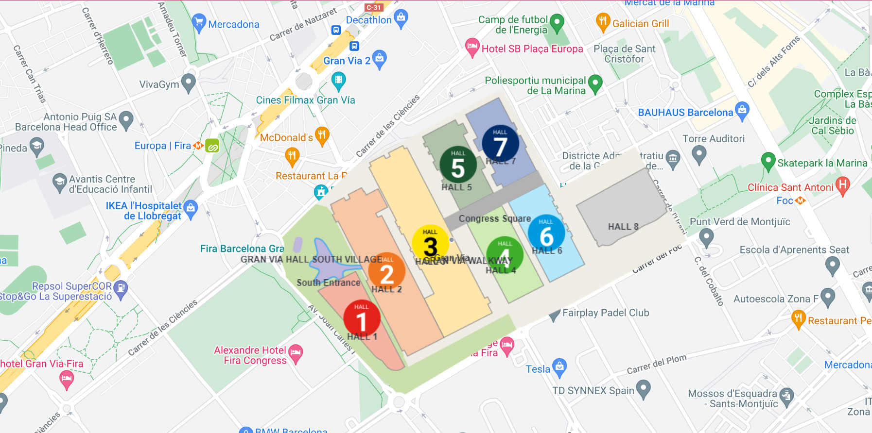 Mobile World Congress 2023 Barcelona Exhibition Hall Map