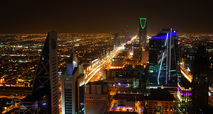 Image featuring nigh time Riyadh.