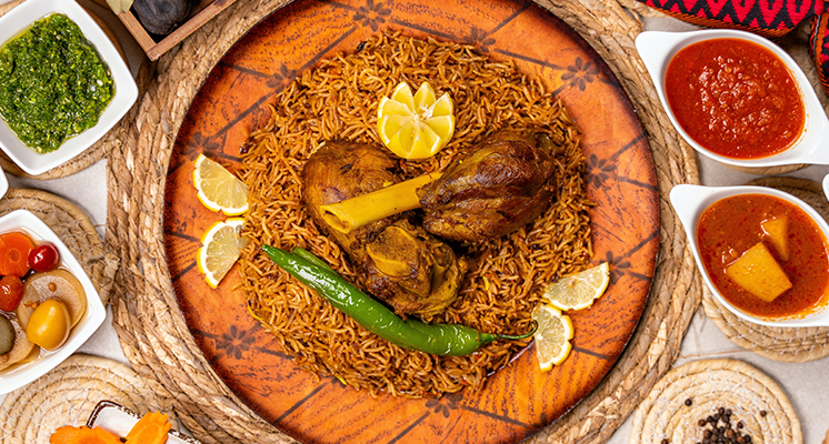 Image featuring Kabsa, a known Saudi Arabian dish.